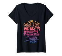 Women's Keep Calm were On A Family Vacation 2026 Beach V-Neck T-Shirt