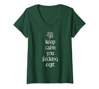 Womens Keep Calm You Fecking Eejit Quote T Shirt V-Neck T-Shirt