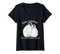 Womens Keep Crawling But Stop Meeting The Ice Penguin V-Neck T-Shirt