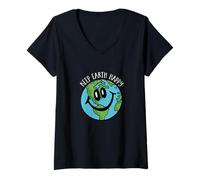 Women's Keep Earth Happy - No Planet B, Peace, Animals, Environment V-Neck T-Shirt