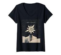 Womens Keep It Defiant Weird Core Suit and Tie Headless Scribble V-Neck T-Shirt