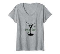 Womens Keep It Filthy, Dirty Martini Funny Saying, Simple Bartender V-Neck T-Shirt
