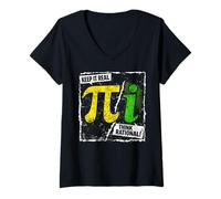 Women's Keep It Real Think Rational Pi Math Graphic V-Neck T-Shirt