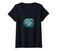 Womens Keep Oceans Wild Marine Life Conservation Ocean V-Neck T-Shirt