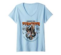 Women's Keep On Fighting (Fighter Statement) (Eagle Graphic) V-Neck T-Shirt
