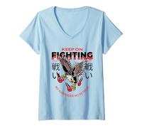 Womens Keep On Fighting - No Surrender No Retreat (Eagle Graphic) V-Neck T-Shirt