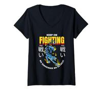 Women's Keep On Fighting No Surrender No Retreat Fighter Statement V-Neck T-Shirt