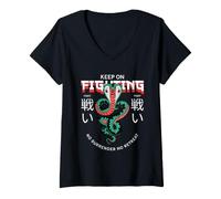 Women's Keep On Fighting No Surrender No Retreat Fighter Statement V-Neck T-Shirt