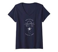 Womens Keep Our Sea Plastic Free Shirt Save The Turtles V-Neck T-Shirt