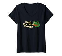 Womens Keep Portland Froggy - Funny Portland Frog V-Neck T-Shirt