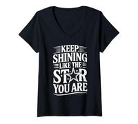 Women's Keep Shining Like The Star You are Optimism Mindset - V-Neck T-Shirt