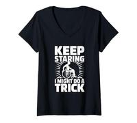 Womens Keep Staring I Might Do A Trick Wheelchair Pride Humor V-Neck T-Shirt