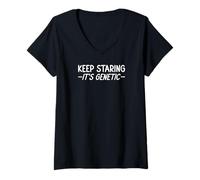 Womens Keep Staring It’s in My Genes Funny Jeans DNA V-Neck T-Shirt