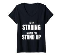 Womens Keep Staring Maybe I'll Stand Up Funny Wheelchair V-Neck T-Shirt
