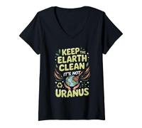 Women's Keep the Earth Clean It's Not Uranus Conservation Eco Nature V-Neck T-Shirt