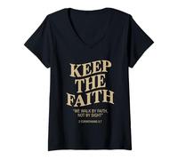 Women's Keep The Faith 1 Corinthians 5:7 Christian Bible Verse V-Neck T-Shirt