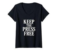 Womens Keep The Press Free - Defend Democracy V-Neck T-Shirt