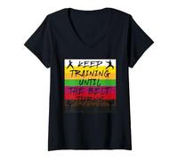 Womens Keep Training Until The Belt Turns Black Karate V-Neck T-Shirt