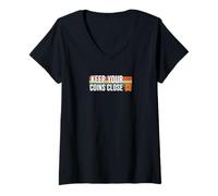 Womens Keep Your Coins Close secure private wallet crypto bitcoin V-Neck T-Shirt