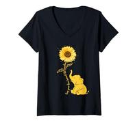 Womens Keep Your Face Toward The Sunshine Elephant and Sunflower V-Neck T-Shirt