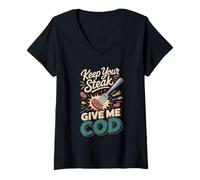 Women's Keep Your Steak Give Me Cod V-Neck T-Shirt