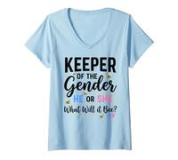 Women's Keeper of the Gender He or She What Will It Bee V-Neck T-Shirt