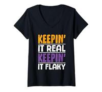 Womens Keepin' It Real Keepin' It Flaky - Psoriasis Awareness V-Neck T-Shirt