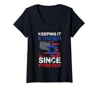 Womens Keeping It Kosher Since Forever Patriotic Display V-Neck T-Shirt