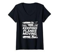Women's Keeping Planes Moving Aircraft Maintenance Technician V-Neck T-Shirt