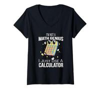 Womens Kein Mathe Genie Pocket Calculator Humour Retro Mathematics V-Neck T-Shirt