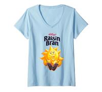 Womens Kellogg's Raisin Bran Breakfast Cereal Sunny Raisins V-Neck T-Shirt