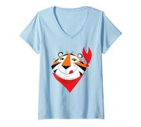 Womens Kellogg's Tony the Tiger Cute Face Frosted Flakes V-Neck T-Shirt