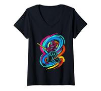 Women's Kendo Fighter kendoka Synthwave V-Neck T-Shirt