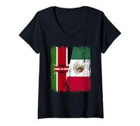 Womens Kenya Mexico Half Flag Kenyan Mexican Heritage V-Neck T-Shirt