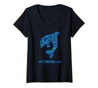 Women's Ketchikan Alaska Native American Orca Whale V-Neck T-Shirt