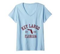 Womens Key Largo Florida Est 1946 Retro Style V-Neck T-Shirt
