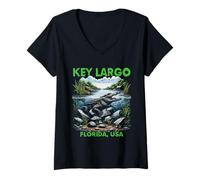 Women's Key Largo Florida USA Design V-Neck T-Shirt
