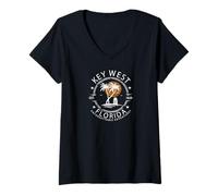Women's Key West Florida Keys Southernmost Point Souvenir Art V-Neck T-Shirt