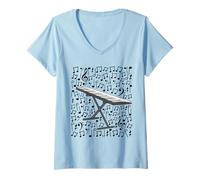 Womens Keyboard Musical Notes Keyboardist Piano Music Teacher V-Neck T-Shirt