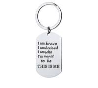 Women'S Keychain Stainless Steel, Silver Keychain Engraved "I Am Brave..This Is Me" Anniversary Memorial Gift