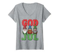 Womens Ki God Jul Sweden Gnome Swedish Merry Christmas Scandinavian V-Neck T-Shirt