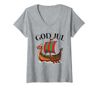 Womens Ki God Jul Sweden Gnome Swedish Merry Christmas Scandinavian V-Neck T-Shirt
