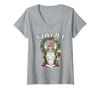 Womens Ki God Jul Sweden Gnome Swedish Merry Christmas Scandinavian V-Neck T-Shirt