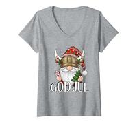 Womens Ki God Jul Sweden Gnome Swedish Merry Christmas Scandinavian V-Neck T-Shirt