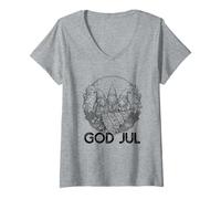 Womens Ki God Jul Sweden Gnome Swedish Merry Christmas Scandinavian V-Neck T-Shirt