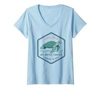 Womens Kiawah Island Vintage Sea Turtle Atlantic Coast Beach V-Neck T-Shirt