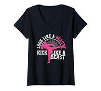 Women's Kick Boxing - Martial Arts Karate Girl MMA Gift V-Neck T-Shirt