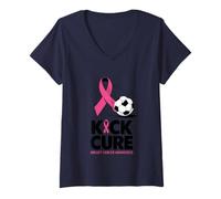 Womens Kick for The Cure Breast Cancer Awareness V-Neck T-Shirt
