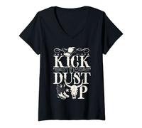 Womens Kick The Dust Up Cowboy Cowgirl Western Style Outfit Design V-Neck T-Shirt