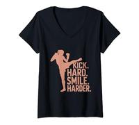 Womens Kickboxing Outfit Muay Thai Savate Sanda Kickboxer V-Neck T-Shirt